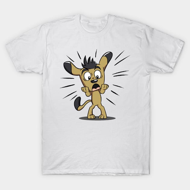 Frightened Cartoon Puppy T-Shirt by TrendX